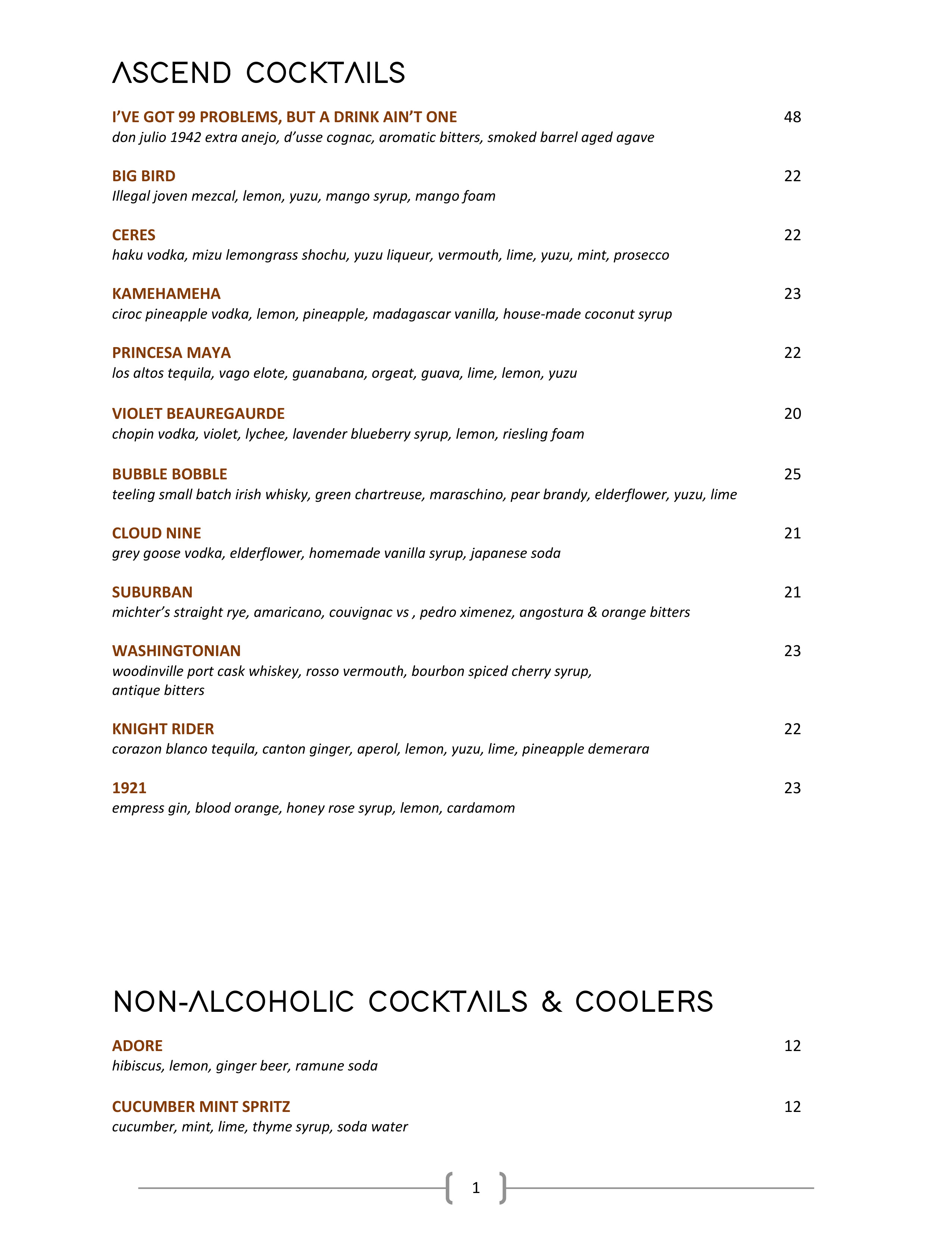 Wine & Spirits List Ascend Prime Steak & Sushi