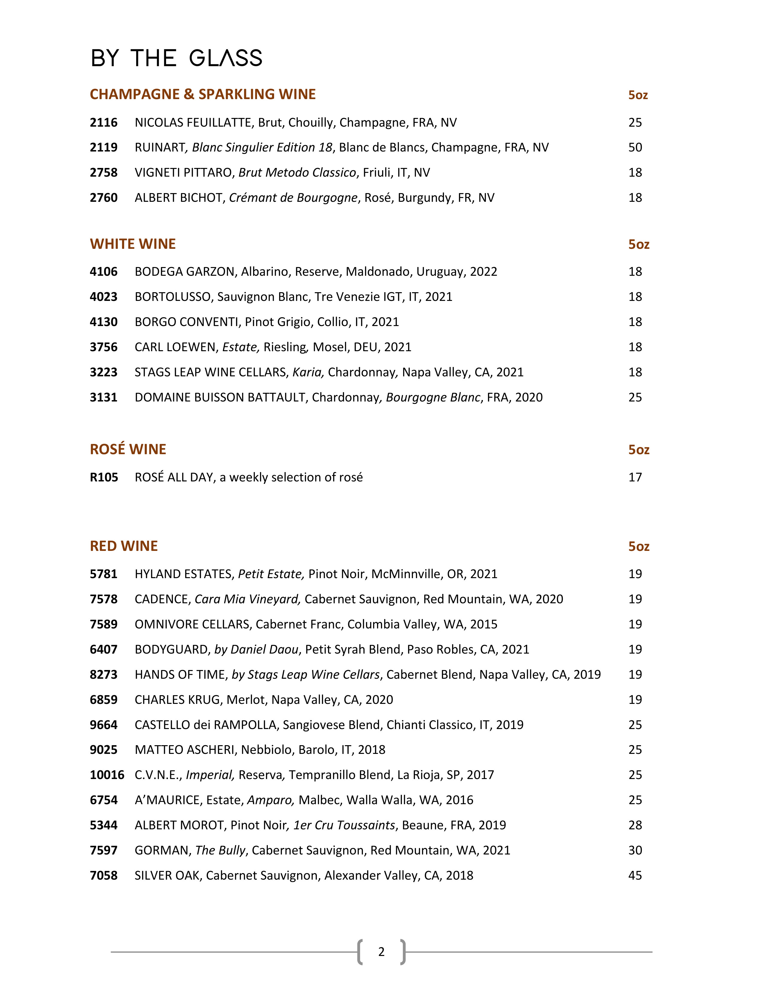 Wine & Spirits List Ascend Prime Steak & Sushi