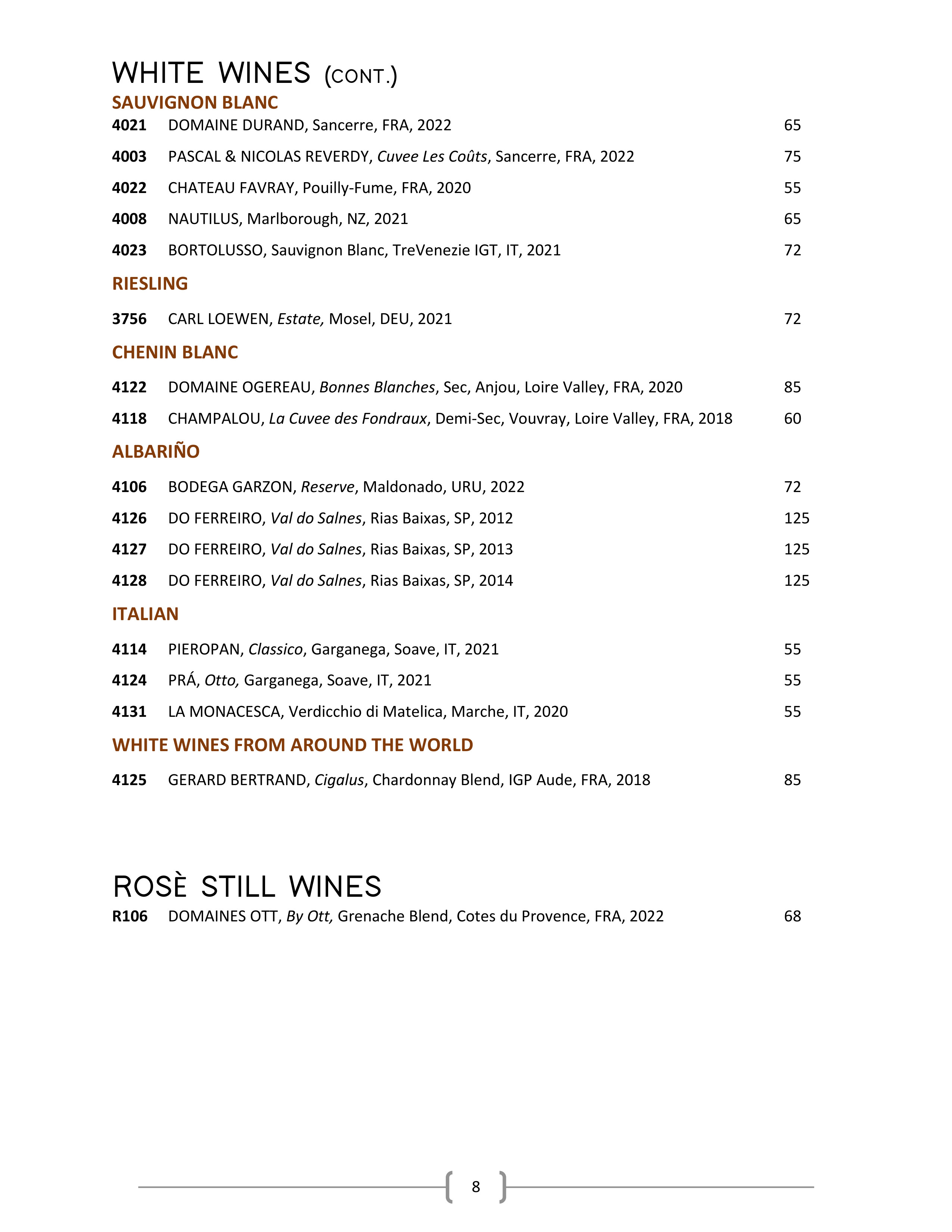 Wine & Spirits List Ascend Prime Steak & Sushi