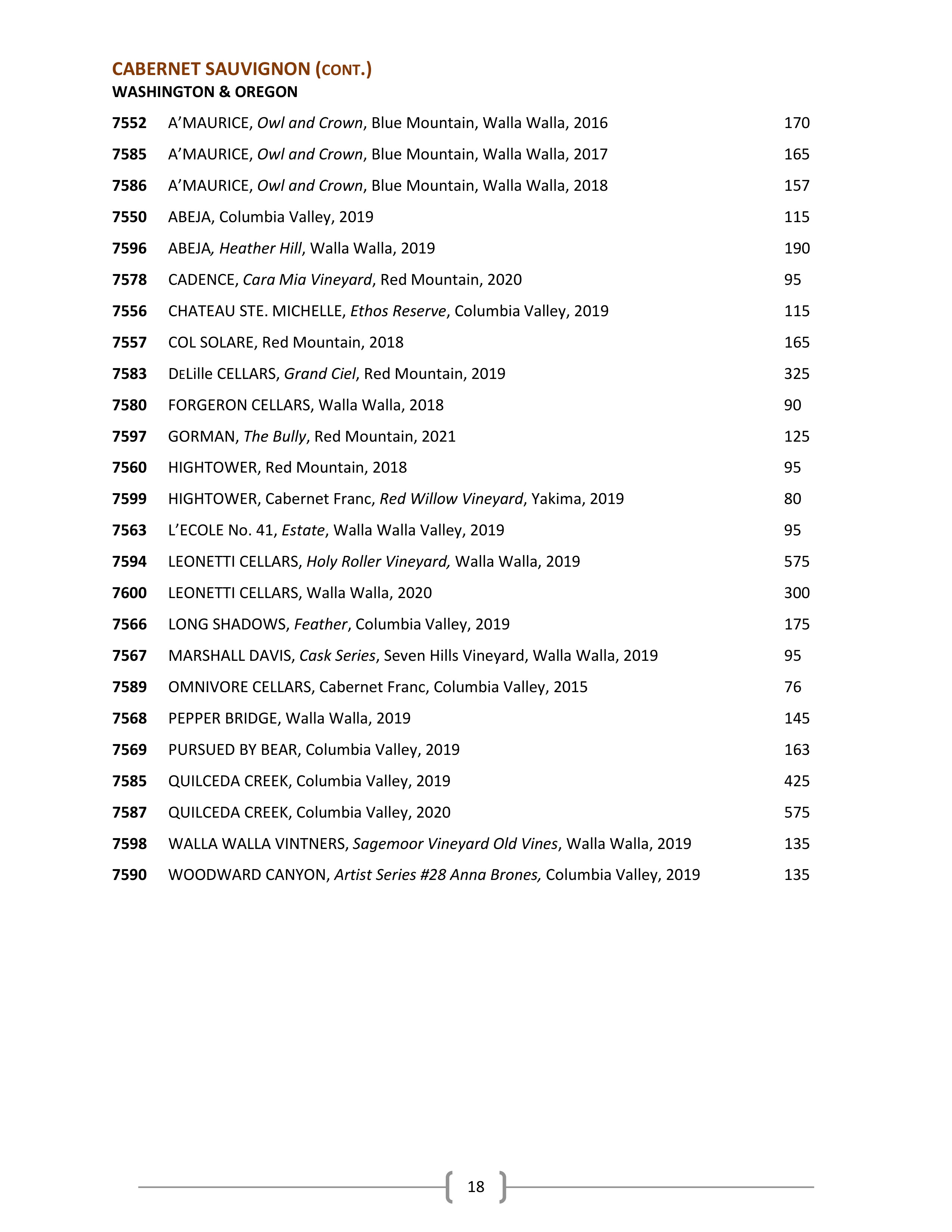 Wine & Spirits List Ascend Prime Steak & Sushi