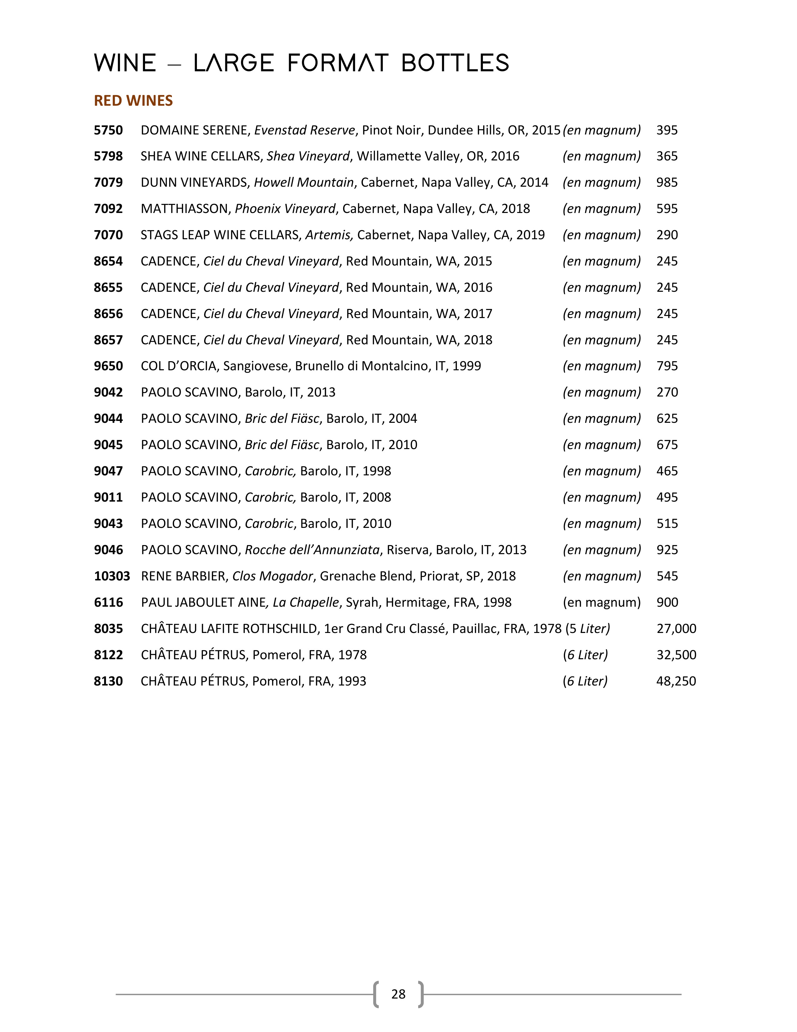 Wine & Spirits List Ascend Prime Steak & Sushi