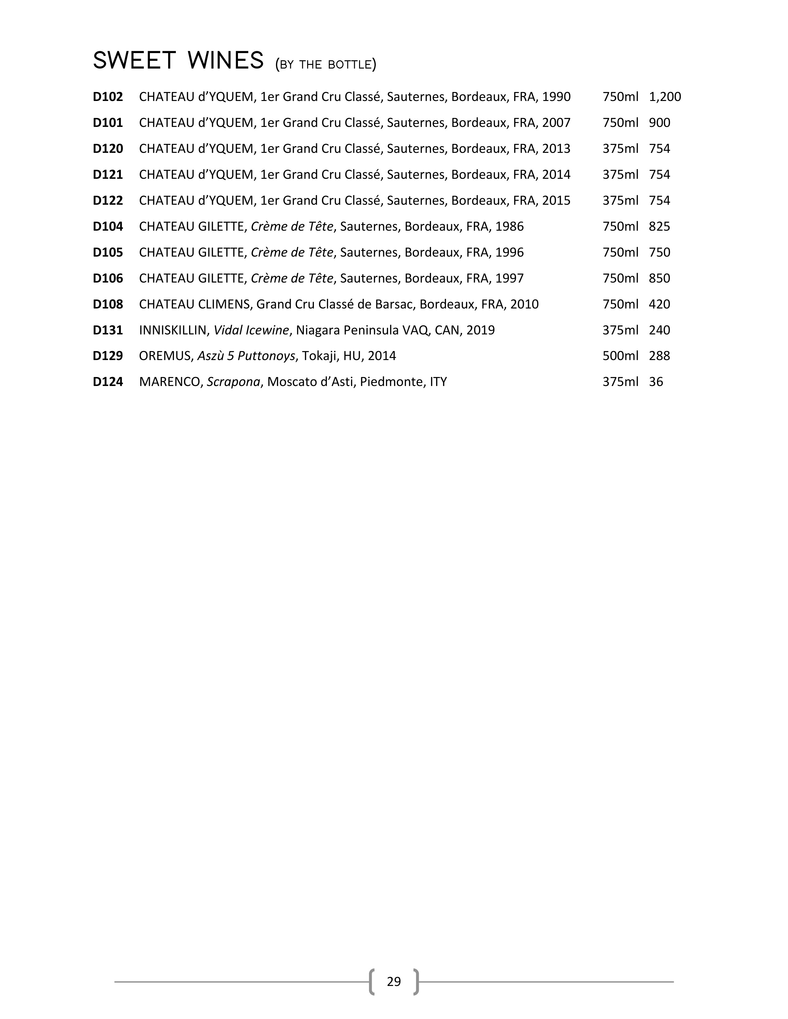 Wine & Spirits List Ascend Prime Steak & Sushi
