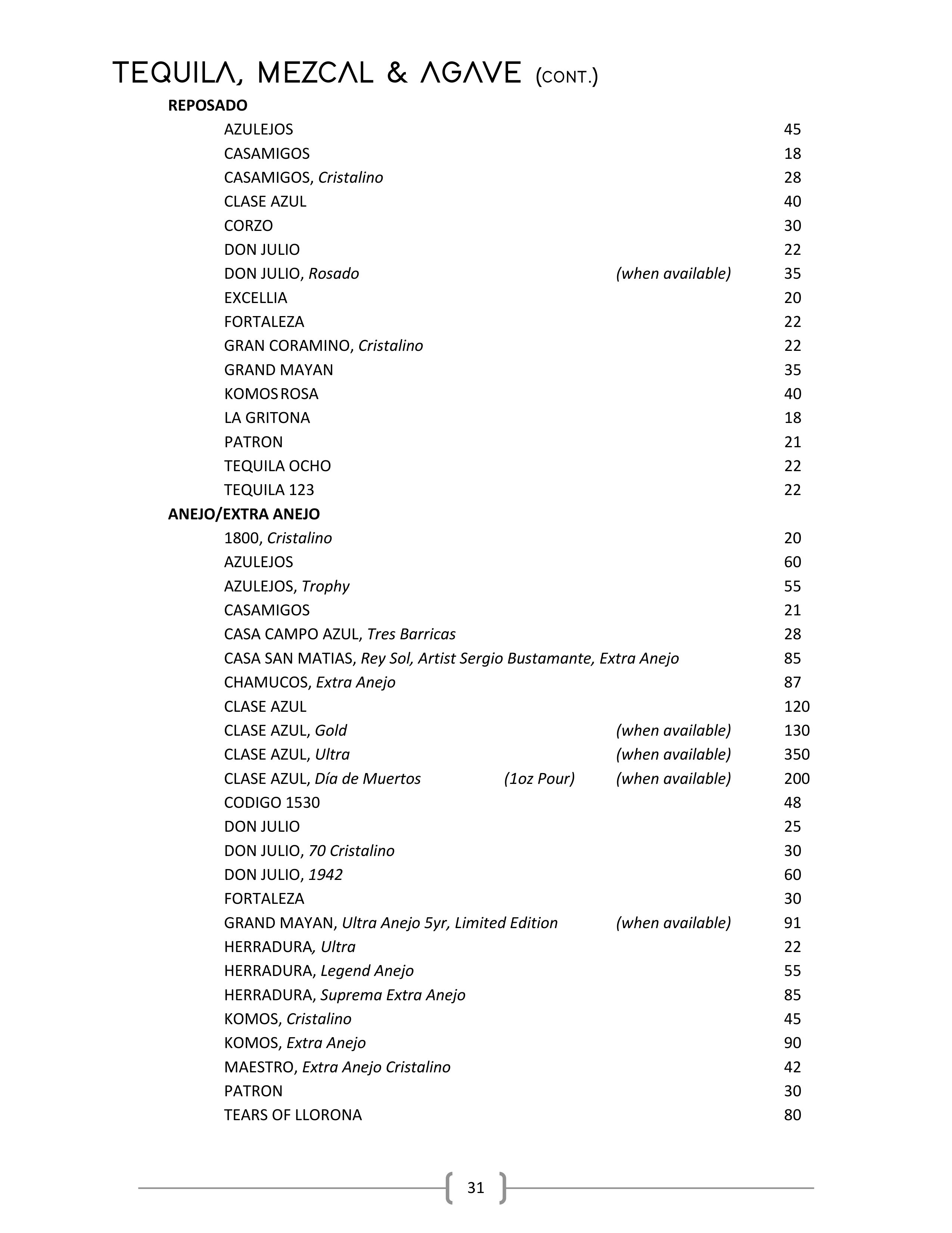 Wine & Spirits List Ascend Prime Steak & Sushi
