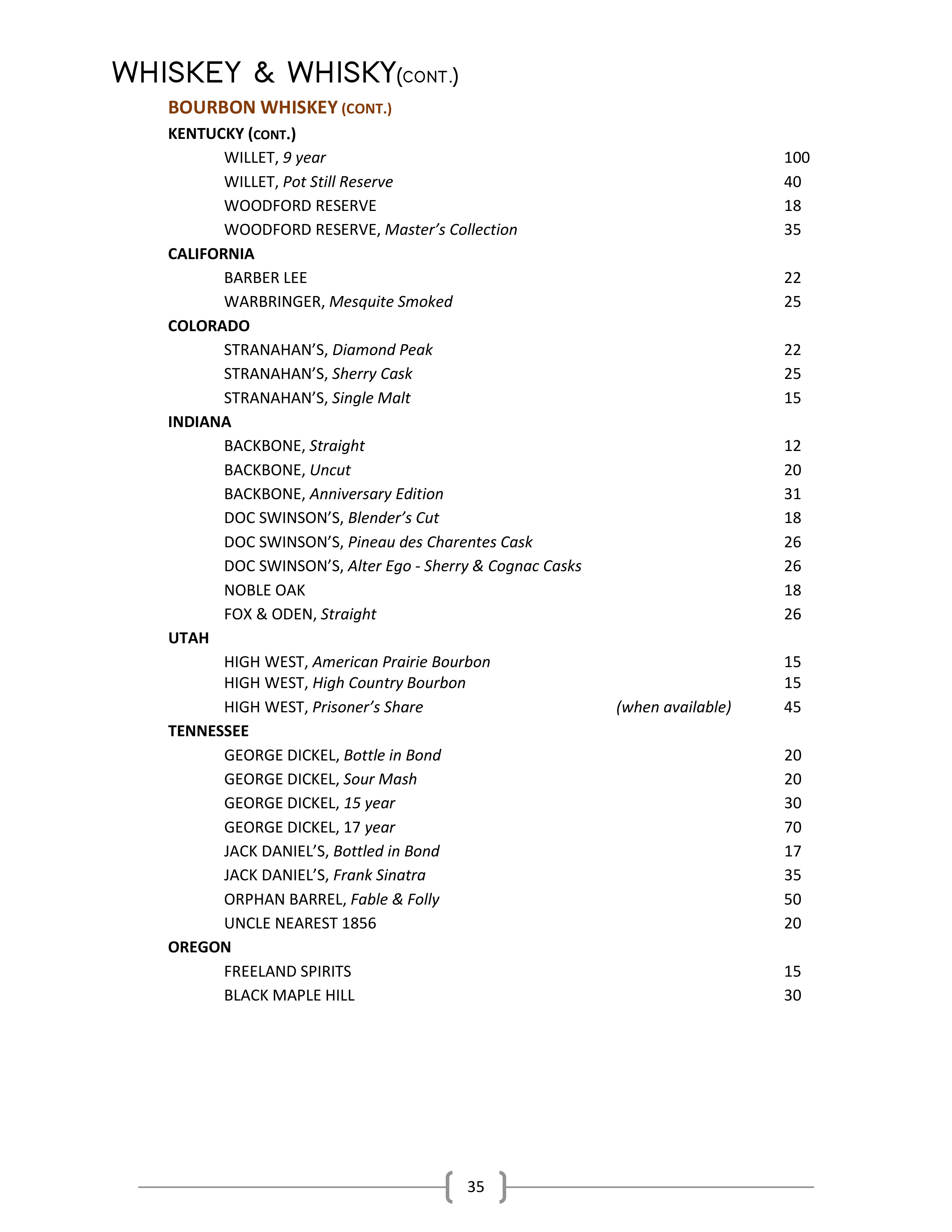 Wine & Spirits List Ascend Prime Steak & Sushi