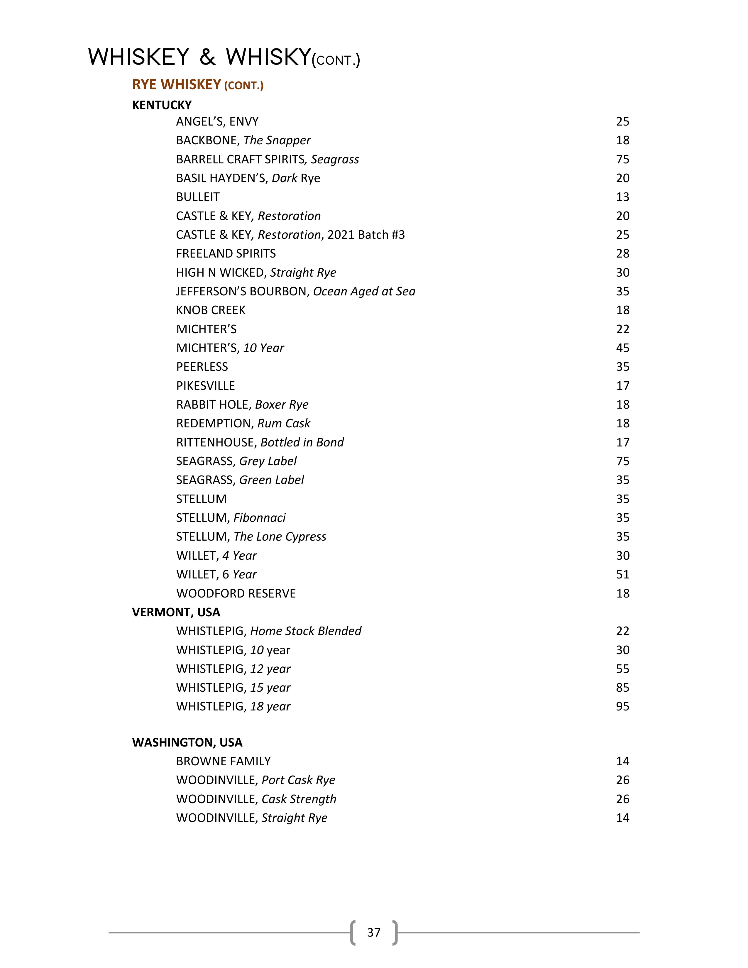 Wine & Spirits List Ascend Prime Steak & Sushi