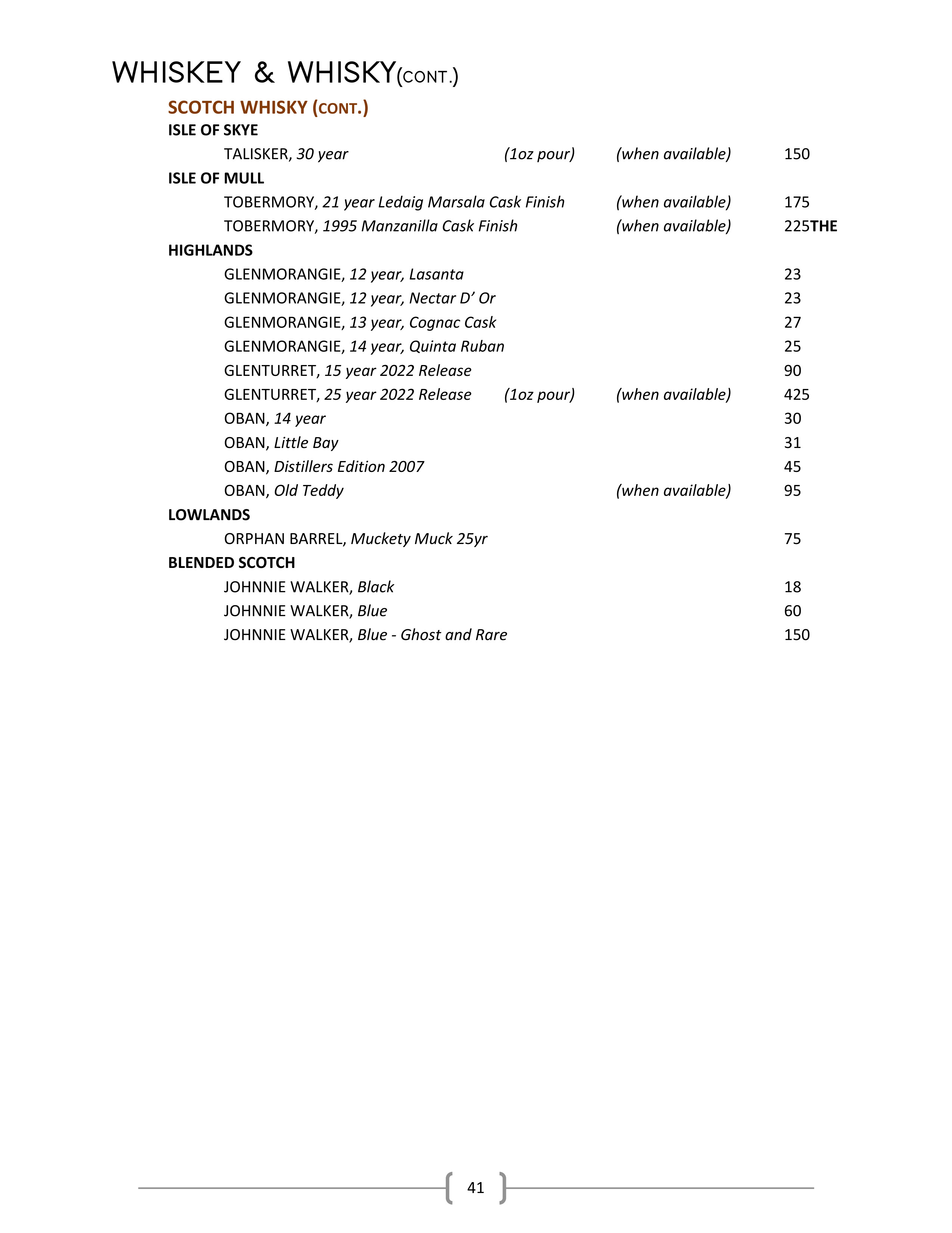 Wine & Spirits List Ascend Prime Steak & Sushi