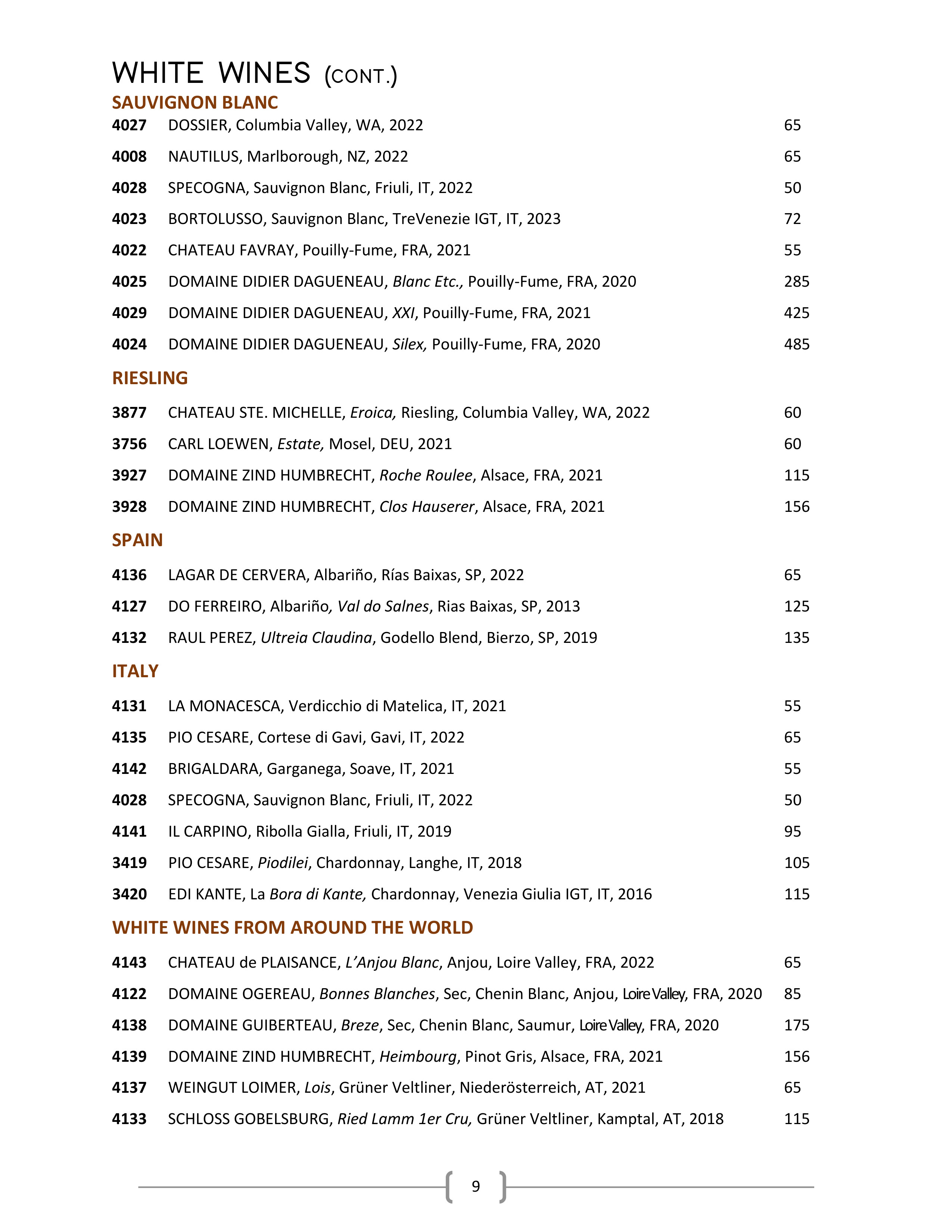 11. Wine & Spirits List - Ascend Prime