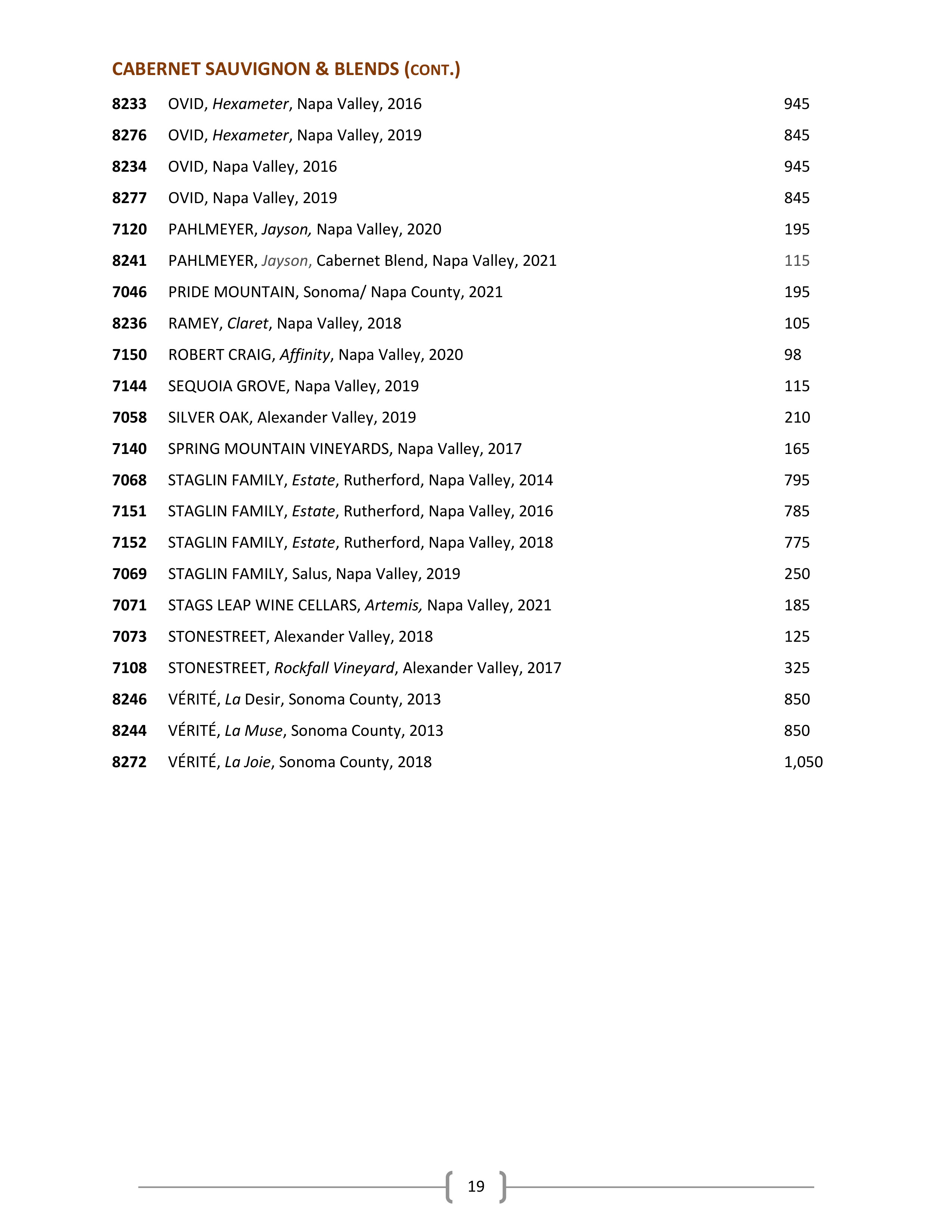 21. Wine & Spirits List - Ascend Prime