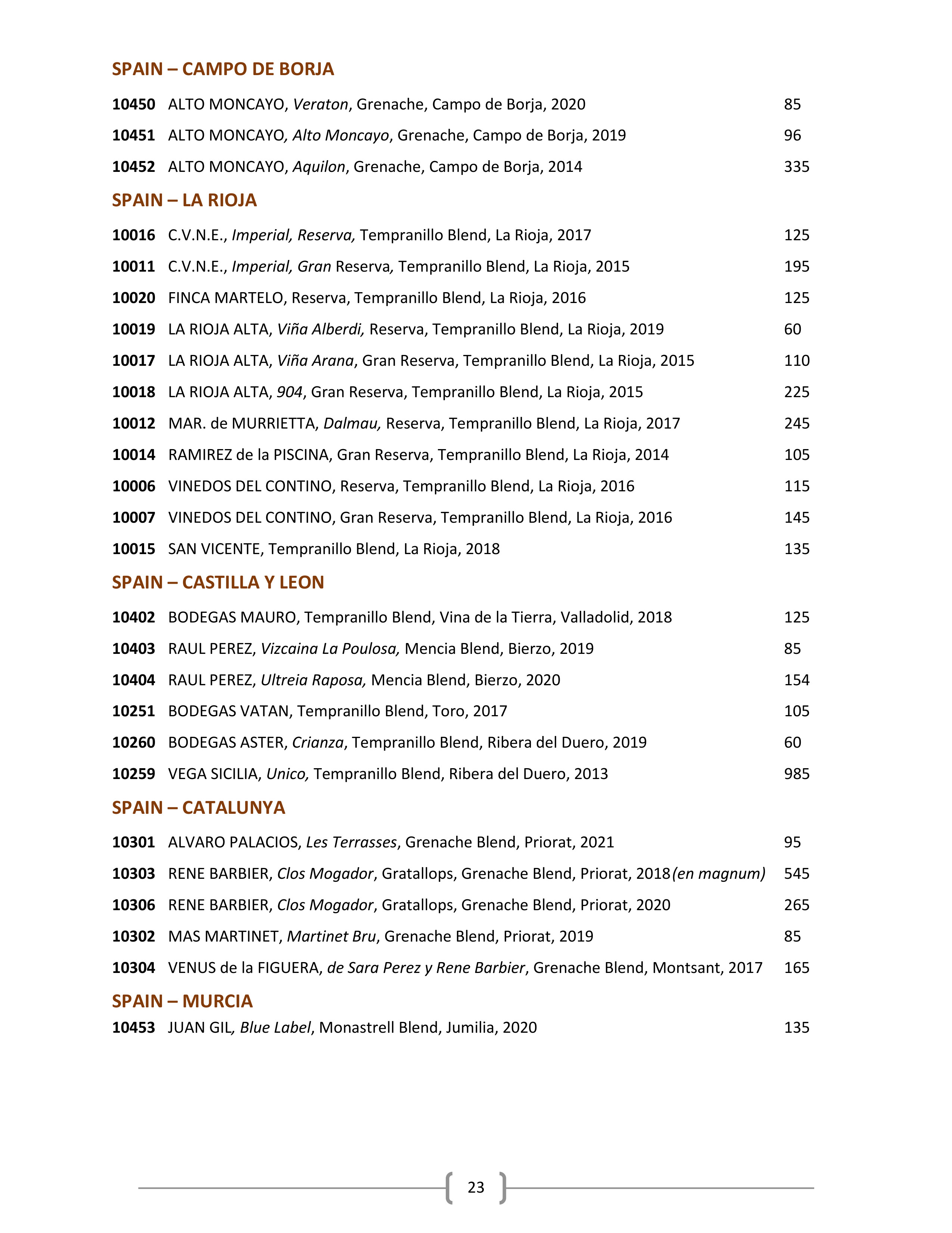 25. Wine & Spirits List - Ascend Prime