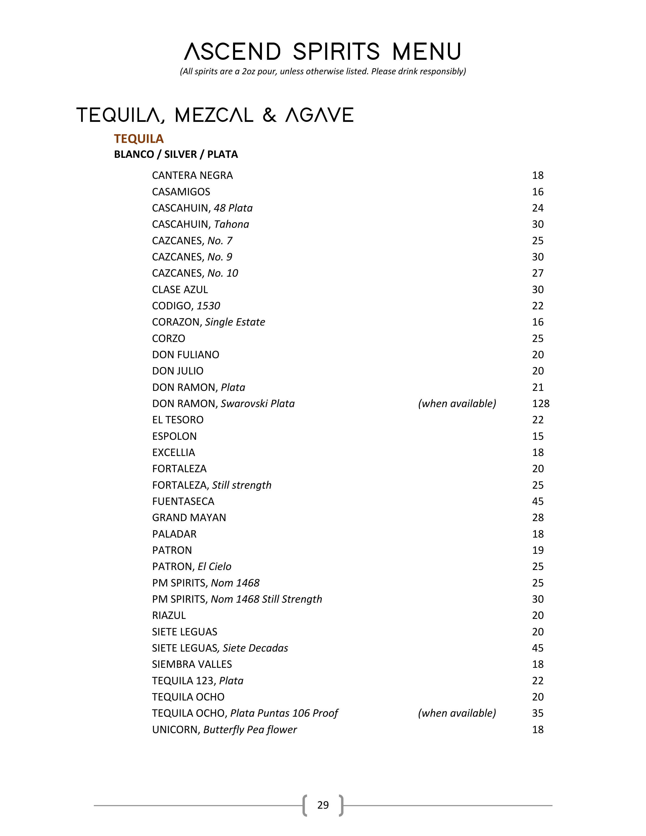 31. Wine & Spirits List - Ascend Prime