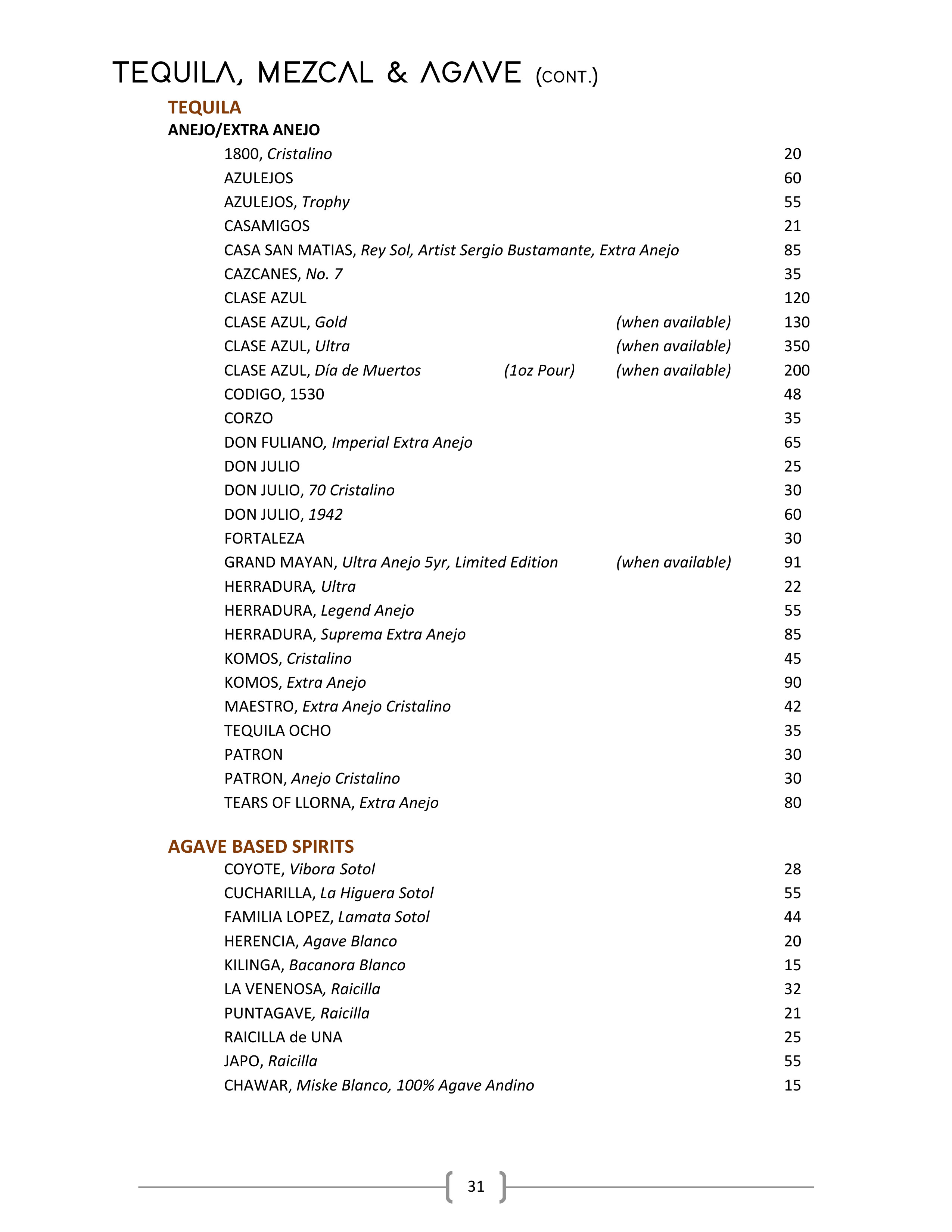 33. Wine & Spirits List - Ascend Prime