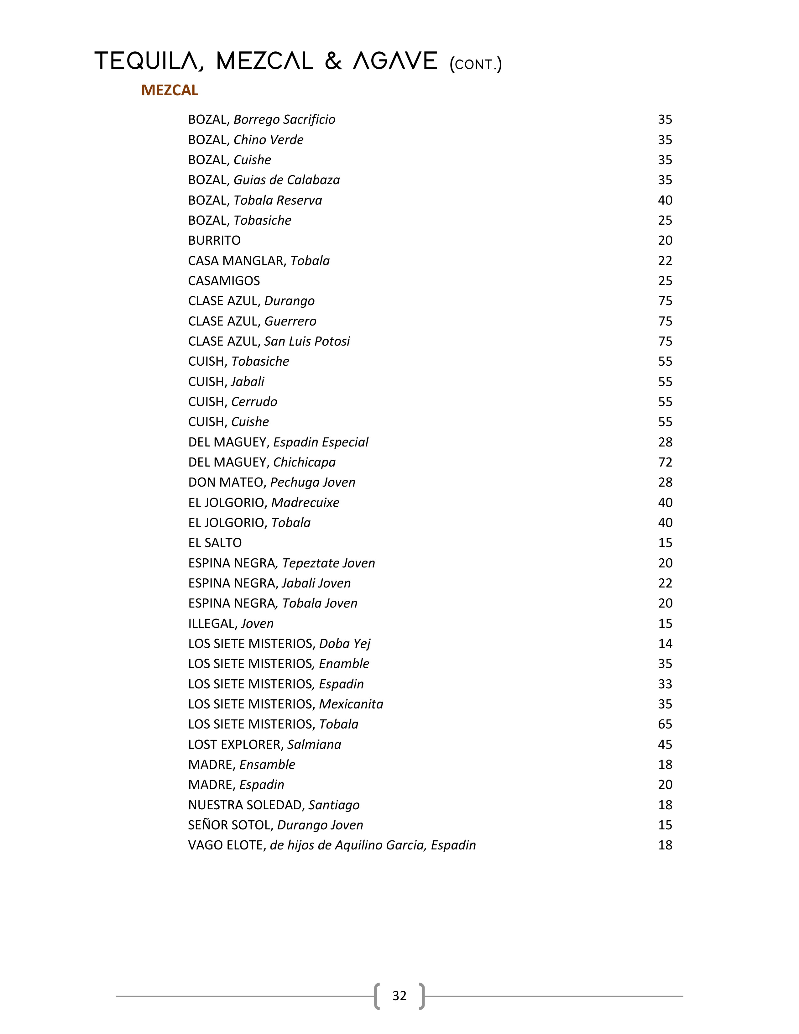 34. Wine & Spirits List - Ascend Prime