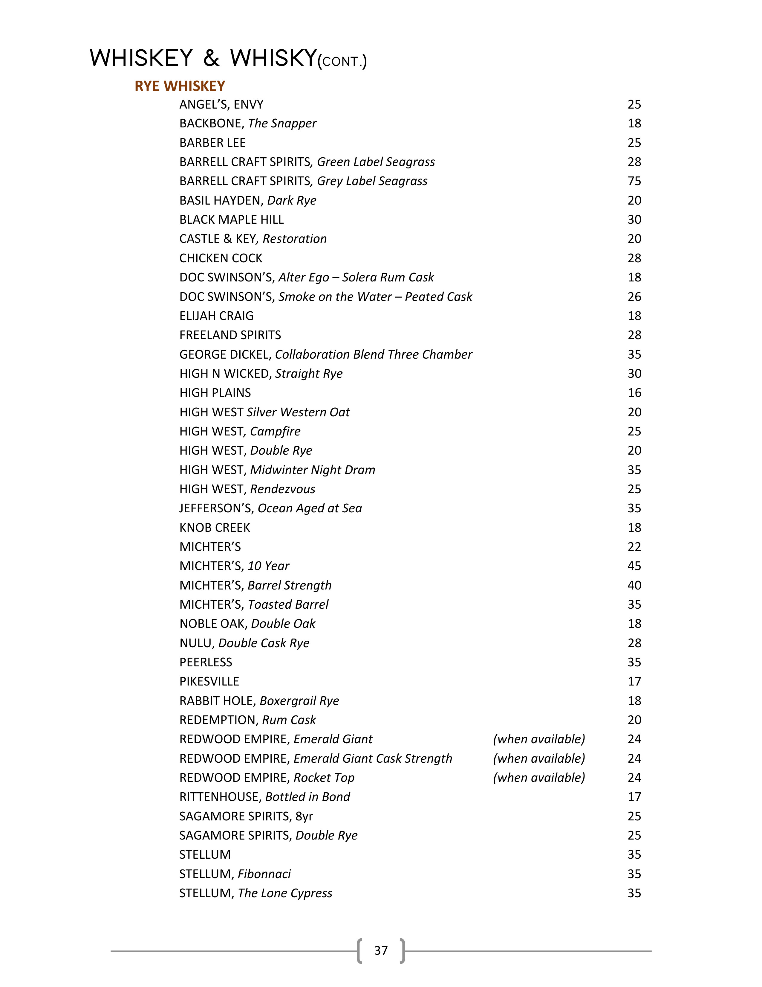 39. Wine & Spirits List - Ascend Prime