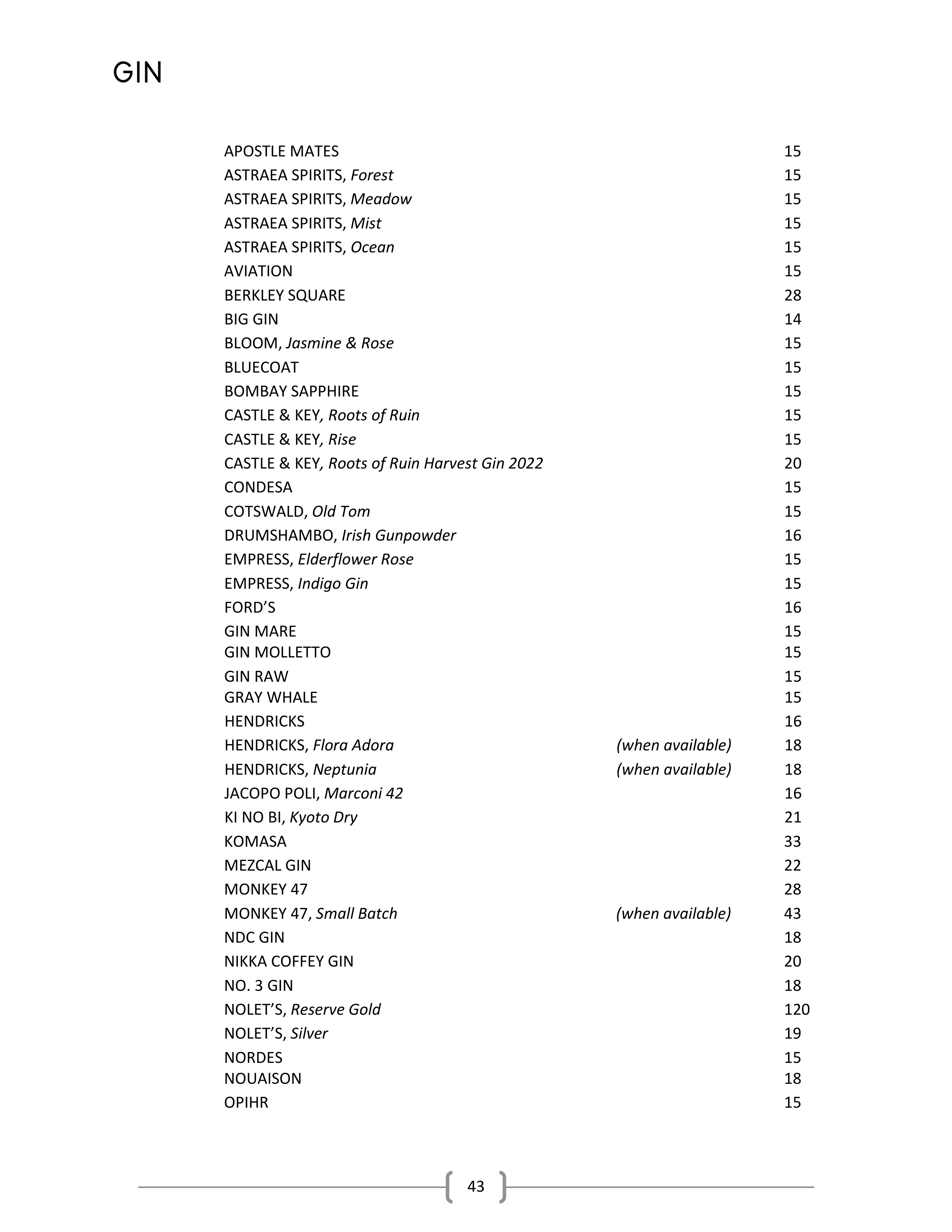 45. Wine & Spirits List - Ascend Prime