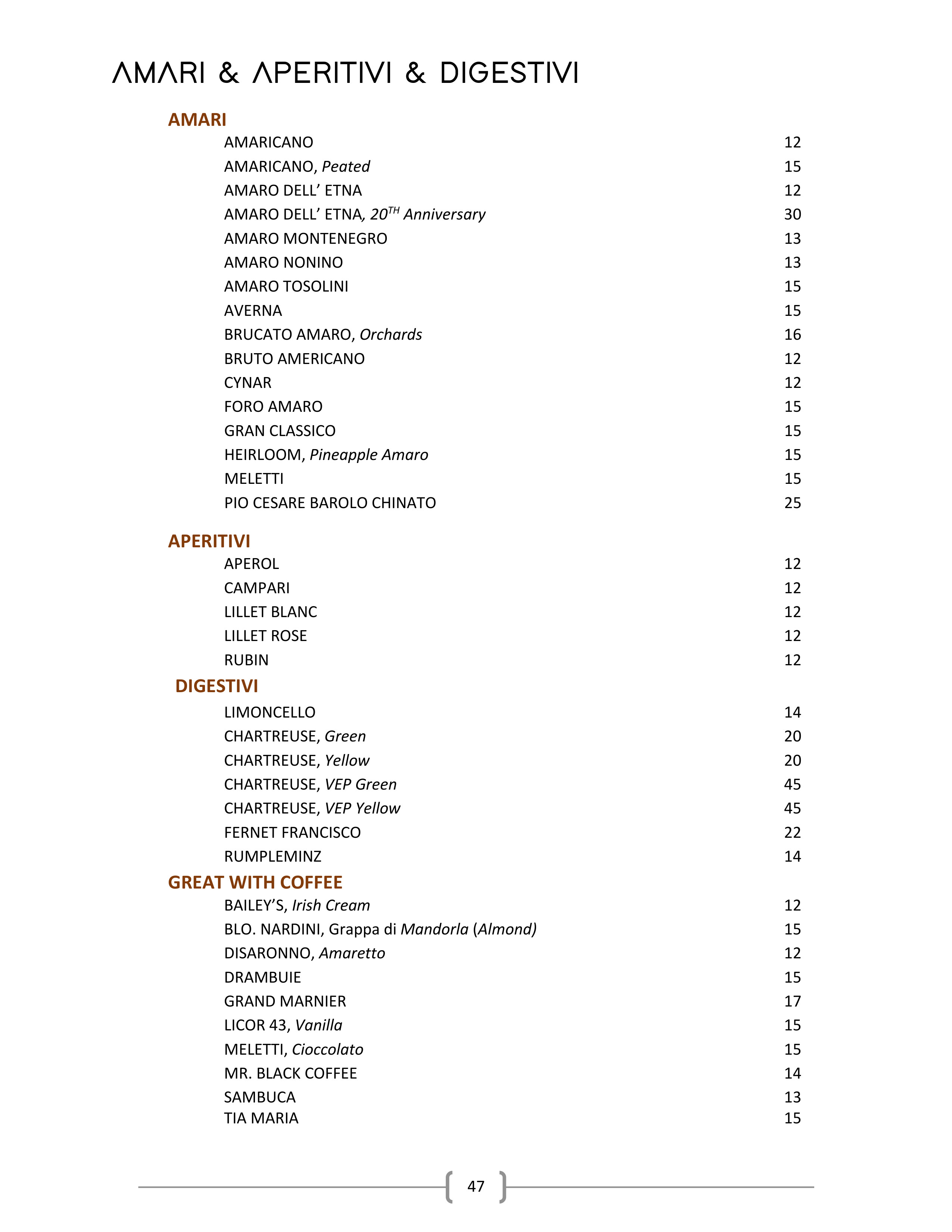 49. Wine & Spirits List - Ascend Prime